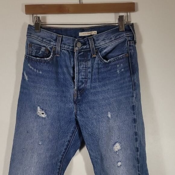 Levis Wedgie Straight Women Jeans Size 26 Distressed Button Fly High Rise - Picture 2 of 13